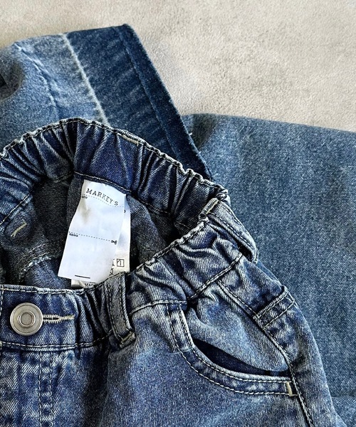 BIG FIELD(ビッグフィールド)の「カットオフデニムバギーパンツ(90~150cm)(デニムパンツ・キッズ・ネイビー/ブルー・150/140/130/120/110/100/90)」の5枚目の写真