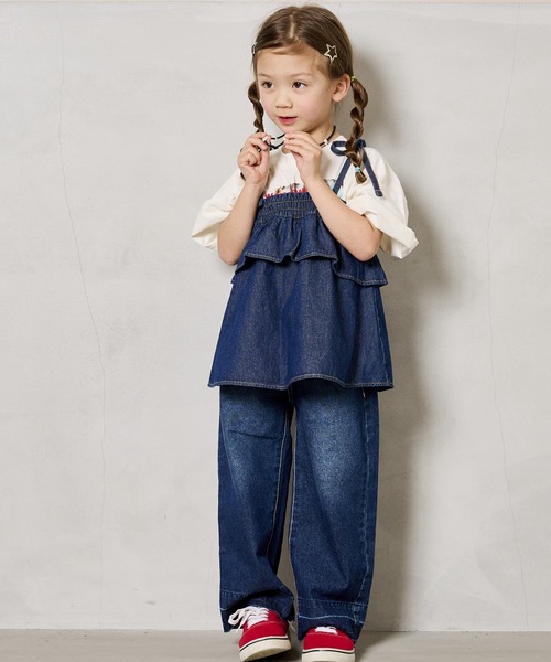 BIG FIELD(ビッグフィールド)の「カットオフデニムバギーパンツ(90~150cm)(デニムパンツ・キッズ・ネイビー/ブルー・150/140/130/120/110/100/90)」の8枚目の写真