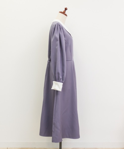 CLETTE(クレット)の「配色襟ワンピース(ワンピース・レディース・パープル/ブラック・LL/3L/4L)」の20枚目の写真