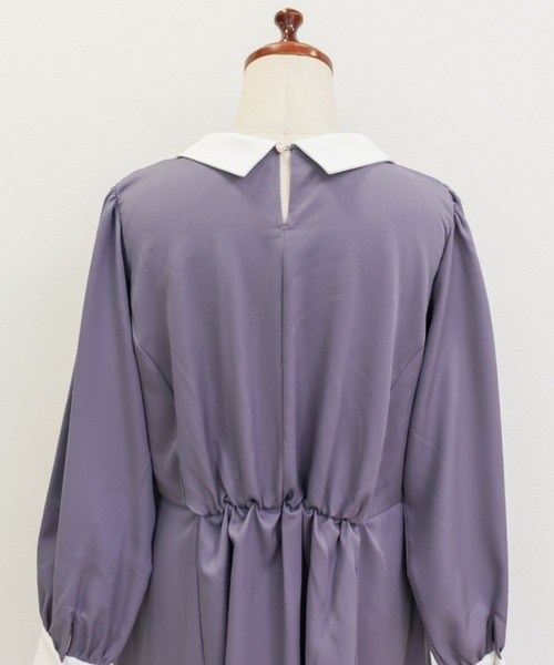 CLETTE(クレット)の「配色襟ワンピース(ワンピース・レディース・パープル/ブラック・LL/3L/4L)」の19枚目の写真