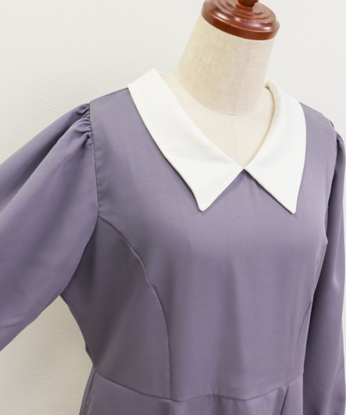 CLETTE(クレット)の「配色襟ワンピース(ワンピース・レディース・パープル/ブラック・LL/3L/4L)」の21枚目の写真