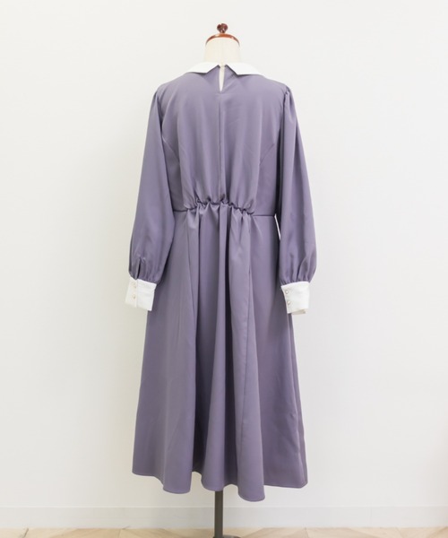 CLETTE(クレット)の「配色襟ワンピース(ワンピース・レディース・パープル/ブラック・LL/3L/4L)」の22枚目の写真