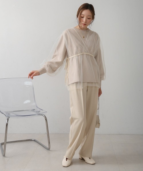 Bibiy ANNA PUFF TOP レースレイヤード スウェットトレーナー Bibiy ANNA PUFF TOP レースレイヤード スウェットトレーナー