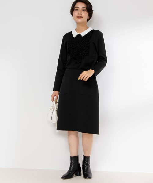 NOLLEY’S(ノーリーズ)の「《セットアップ対応》《手洗い可能》ニットミニスカート(スカート・レディース・アイボリー/ブラック・1/2)」の3枚目の写真