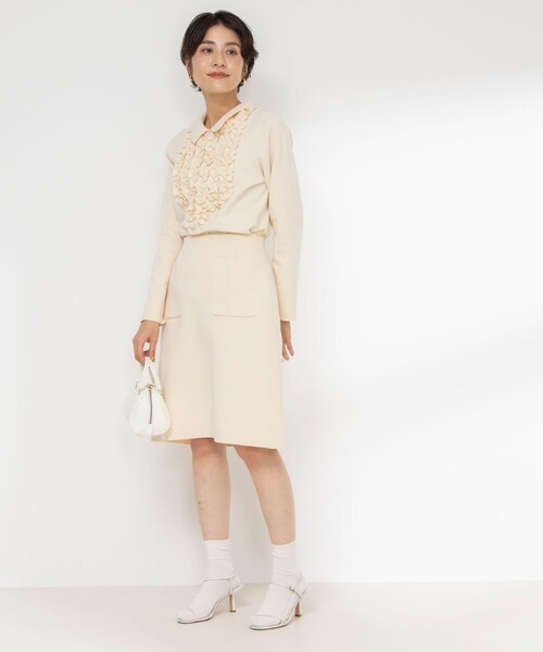 NOLLEY’S(ノーリーズ)の「《セットアップ対応》《手洗い可能》ニットミニスカート(スカート・レディース・アイボリー/ブラック・1/2)」の6枚目の写真