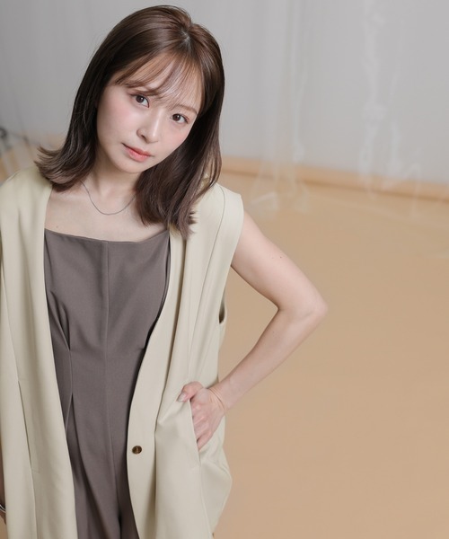 select MOCA（セレクトモカ）の「ノーカラーコクーンシルエットベスト（ベスト・レディース・ブラック/ベージュ・FREE）」の10枚目の写真