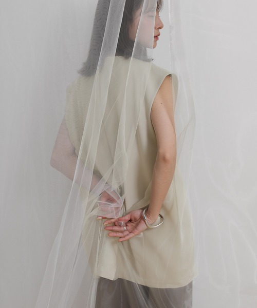 select MOCA（セレクトモカ）の「ノーカラーコクーンシルエットベスト（ベスト・レディース・ブラック/ベージュ・FREE）」の14枚目の写真