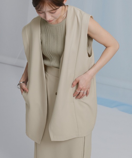 select MOCA（セレクトモカ）の「ノーカラーコクーンシルエットベスト（ベスト・レディース・ブラック/ベージュ・FREE）」の21枚目の写真