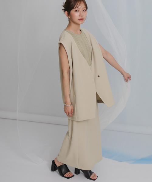 select MOCA（セレクトモカ）の「ノーカラーコクーンシルエットベスト（ベスト・レディース・ブラック/ベージュ・FREE）」の18枚目の写真