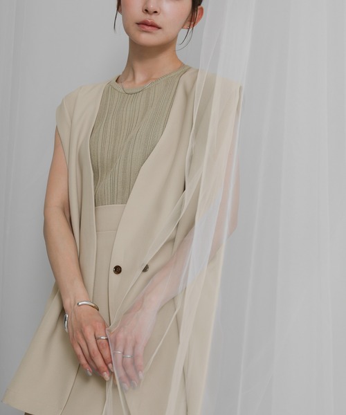 select MOCA（セレクトモカ）の「ノーカラーコクーンシルエットベスト（ベスト・レディース・ブラック/ベージュ・FREE）」の16枚目の写真