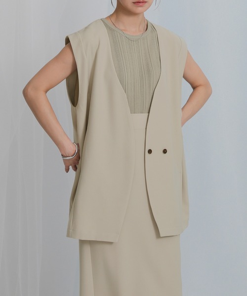 select MOCA（セレクトモカ）の「ノーカラーコクーンシルエットベスト（ベスト・レディース・ブラック/ベージュ・FREE）」の20枚目の写真