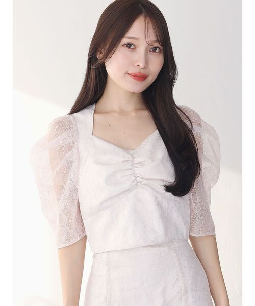 MERCURYDUO(マーキュリーデュオ)の「レースビスチェブラウス【セットアップ着用可】(シャツ/ブラウス・レディース・オフホワイト/パープル/ベージュ・FREE)」の6枚目の写真