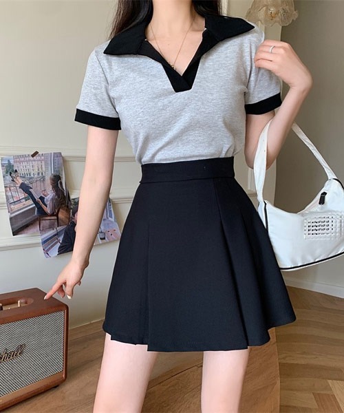 Mayree（メイリー）の「【Mayree】フロントプリーツミニスカート（スカート・レディース・ブルー/ピンク/ホワイト/ブラック・SMALL/MEDIUM/LARGE）」の16枚目の写真