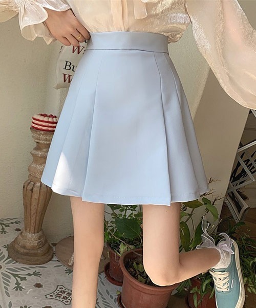 Mayree（メイリー）の「【Mayree】フロントプリーツミニスカート（スカート・レディース・ブルー/ピンク/ホワイト/ブラック・SMALL/MEDIUM/LARGE）」の5枚目の写真