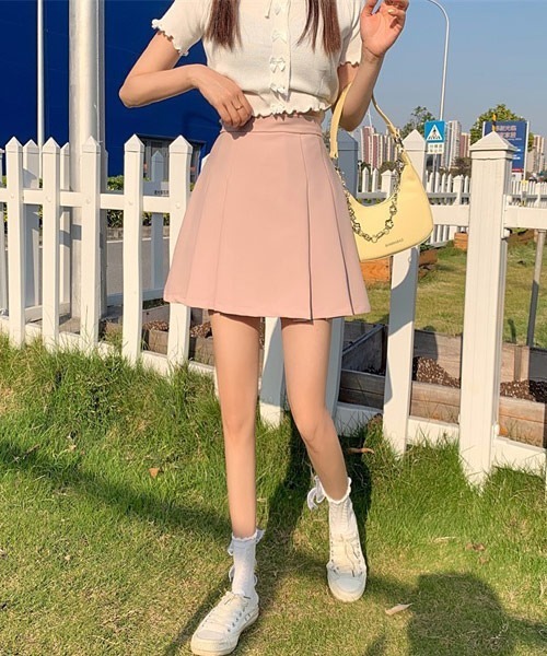 Mayree（メイリー）の「【Mayree】フロントプリーツミニスカート（スカート・レディース・ブルー/ピンク/ホワイト/ブラック・SMALL/MEDIUM/LARGE）」の8枚目の写真