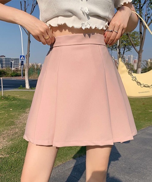 Mayree（メイリー）の「【Mayree】フロントプリーツミニスカート（スカート・レディース・ブルー/ピンク/ホワイト/ブラック・SMALL/MEDIUM/LARGE）」の10枚目の写真