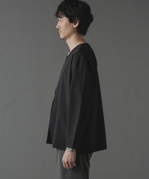 NANO universe(ナノユニバース)の「ライトウェイトストレッチノーカラージャケット(セットアップ可)(ノーカラージャケット・メンズ・ライトブラウン/ダークグレー/ブラック・S/M/L)」の19枚目の写真