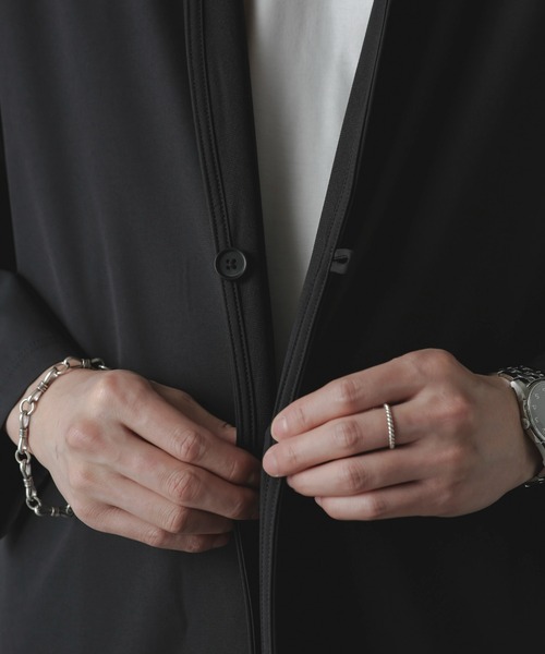 NANO universe(ナノユニバース)の「ライトウェイトストレッチノーカラージャケット(セットアップ可)(ノーカラージャケット・メンズ・ライトブラウン/ダークグレー/ブラック・S/M/L)」の13枚目の写真