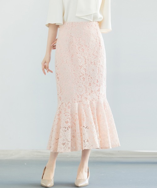 SAISON DE PAPILLON(セゾンドパピヨン)の「マーメイドス総レース生地スカート(スカート・レディース・ピンク/ブルー/アイボリー/ブラック・S/M/L)」の1枚目の写真