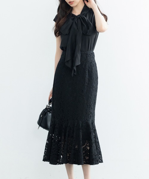 SAISON DE PAPILLON(セゾンドパピヨン)の「マーメイドス総レース生地スカート(スカート・レディース・ピンク/ブルー/アイボリー/ブラック・S/M/L)」の12枚目の写真