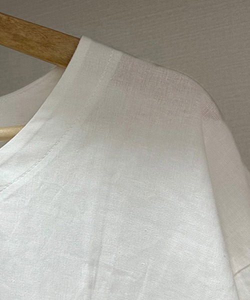 Miniministore（ミニミニストア）の「綿麻風ブラウス ペプラムブラウスきれいめ半袖（シャツ/ブラウス・レディース・グリーン/フューシャピンク/ホワイト・FREE）」の19枚目の写真
