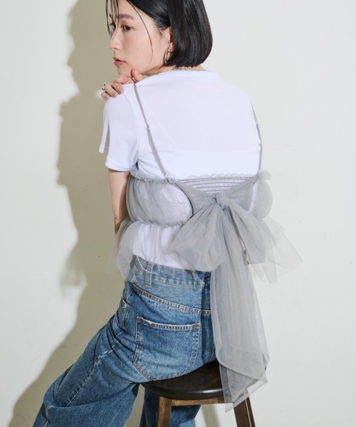 Shelly island（シェリーアイランド）の「バックリボンチュールキャミ