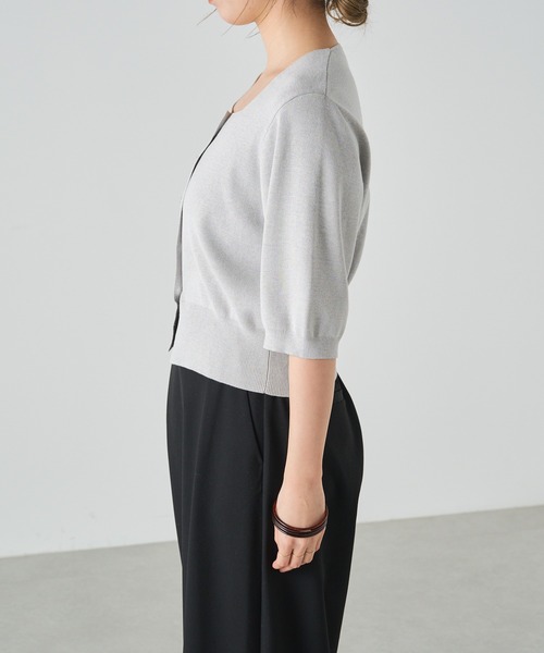 Omekashi（オメカシ）の「半袖スクエアニットカーディガン（カーディガン/ボレロ・レディース・ブラック/ブルー/ライトグレー/レッド/チャコールグレー/オフホワイト・FREE）」の19枚目の写真