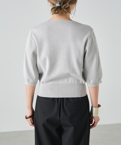 Omekashi（オメカシ）の「半袖スクエアニットカーディガン（カーディガン/ボレロ・レディース・ブラック/ブルー/ライトグレー/レッド/チャコールグレー/オフホワイト・FREE）」の20枚目の写真