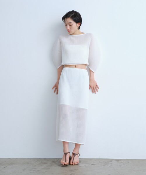 CODE A（コードエー）の「◇sheer pleats tops（Tシャツ