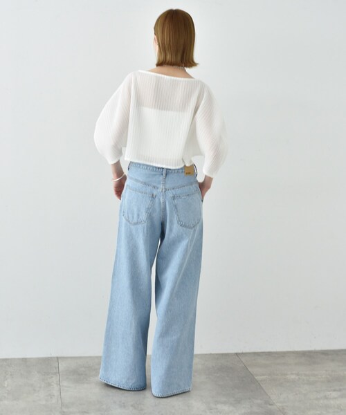 CODE A(コードエー)の「◆sheer pleats tops(Tシャツ/カットソー・レディース・ライトベージュ/ブラック/ホワイト・00)」の10枚目の写真