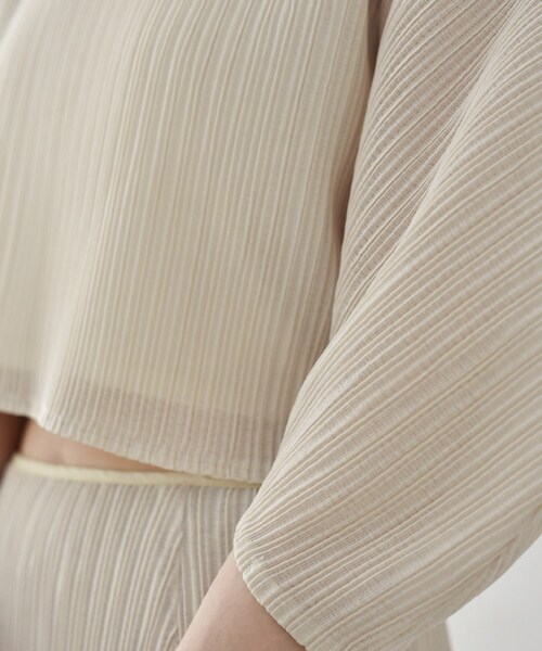 CODE A(コードエー)の「◆sheer pleats tops(Tシャツ/カットソー・レディース・ライトベージュ/ブラック/ホワイト・00)」の20枚目の写真