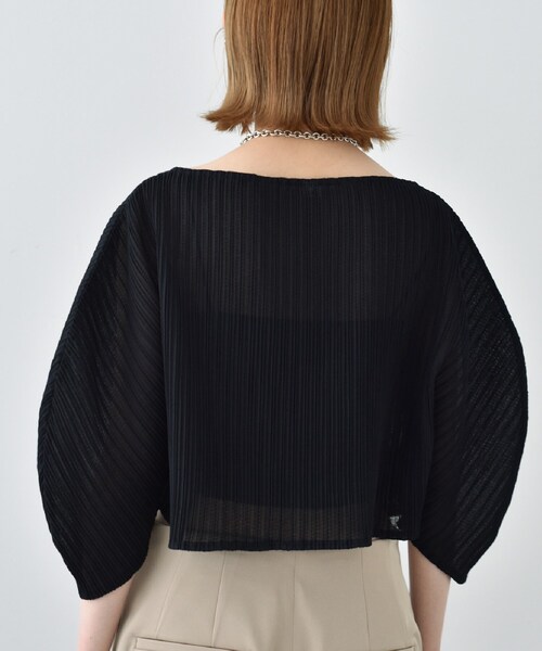 CODE A(コードエー)の「◆sheer pleats tops(Tシャツ/カットソー・レディース・ライトベージュ/ブラック/ホワイト・00)」の22枚目の写真