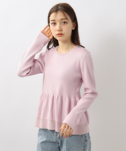 index（インデックス）の「◆フレアペプラムニット【洗濯機洗い可】（ニット/セーター・レディース・オフホワイト/ピンク/ネイビー・36/38/40）」の3枚目の写真