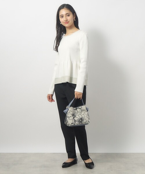 index（インデックス）の「◆フレアペプラムニット【洗濯機洗い可】（ニット/セーター・レディース・オフホワイト/ピンク/ネイビー・36/38/40）」の5枚目の写真