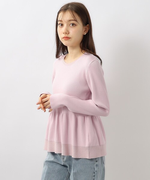 index（インデックス）の「◆フレアペプラムニット【洗濯機洗い可】（ニット/セーター・レディース・オフホワイト/ピンク/ネイビー・36/38/40）」の8枚目の写真