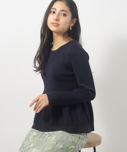 index（インデックス）の「◆フレアペプラムニット【洗濯機洗い可】（ニット/セーター・レディース・オフホワイト/ピンク/ネイビー・36/38/40）」の12枚目の写真