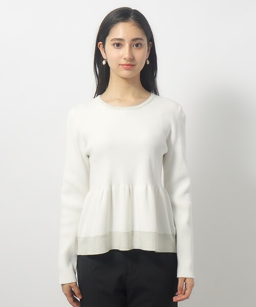 index（インデックス）の「◆フレアペプラムニット【洗濯機洗い可】（ニット/セーター・レディース・オフホワイト/ピンク/ネイビー・36/38/40）」の16枚目の写真