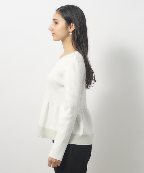 index（インデックス）の「◆フレアペプラムニット【洗濯機洗い可】（ニット/セーター・レディース・オフホワイト/ピンク/ネイビー・36/38/40）」の17枚目の写真