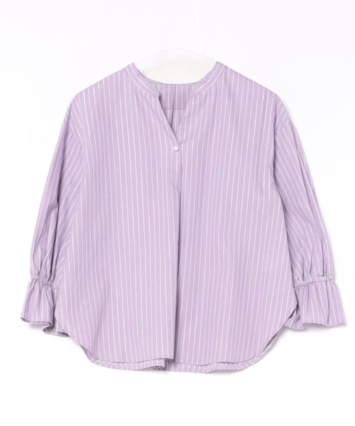 12Twelve Agenda（トゥエルブ　アジェンダ）の「ラメストライプスキッパーキャンディスリーブブラウス（シャツ/ブラウス・レディース・ブラウン/オフホワイト/ブルー/ラベンダー/イエロー/サックスブルー・M）」の5枚目の写真