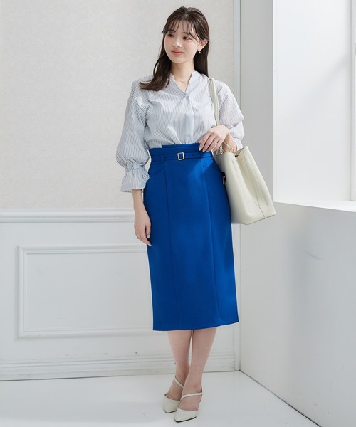 12Twelve Agenda（トゥエルブ　アジェンダ）の「ラメストライプスキッパーキャンディスリーブブラウス（シャツ/ブラウス・レディース・ブラウン/オフホワイト/ブルー/ラベンダー/イエロー/サックスブルー・M）」の22枚目の写真