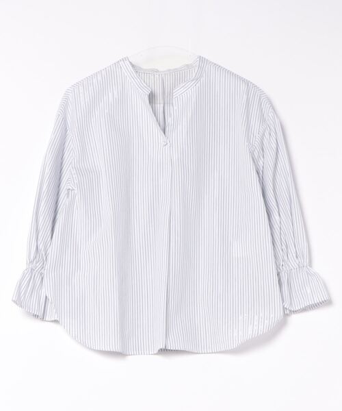 12Twelve Agenda（トゥエルブ　アジェンダ）の「ラメストライプスキッパーキャンディスリーブブラウス（シャツ/ブラウス・レディース・ブラウン/オフホワイト/ブルー/ラベンダー/イエロー/サックスブルー・M）」の17枚目の写真