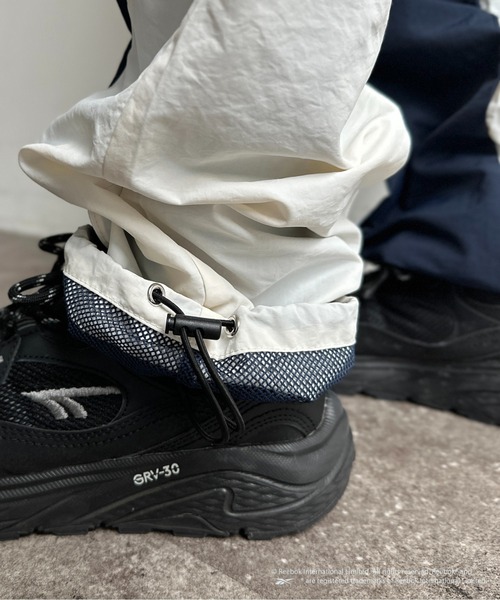 ★未使用★リーボック ナイロンパーカー パンツ Reebok/リーボック 別注 ロゴ刺繍 ドロスト ナイロンワイド