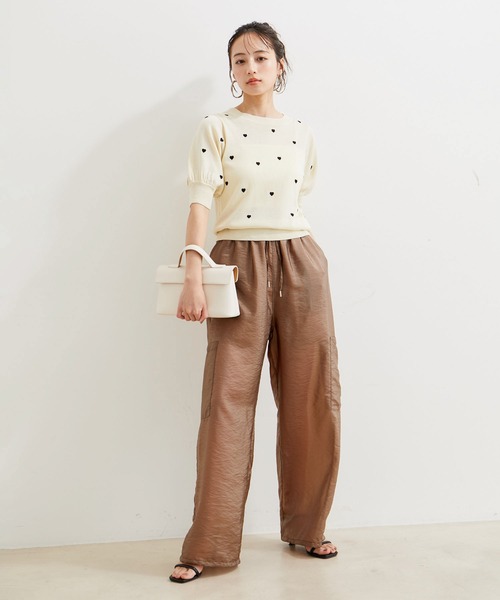 VIS(ビス)の「リネンタッチハート刺繍半袖ニットプルオーバー(ニット/セーター・レディース・キナリ/グレー・FREE)」の15枚目の写真