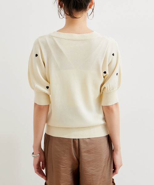 VIS(ビス)の「リネンタッチハート刺繍半袖ニットプルオーバー(ニット/セーター・レディース・キナリ/グレー・FREE)」の18枚目の写真