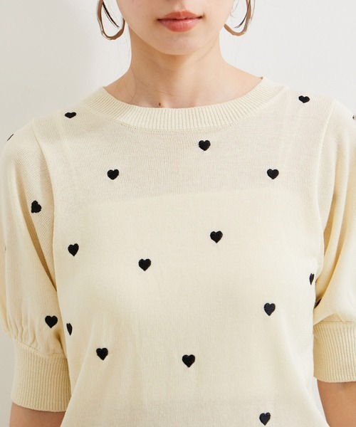VIS(ビス)の「リネンタッチハート刺繍半袖ニットプルオーバー(ニット/セーター・レディース・キナリ/グレー・FREE)」の19枚目の写真