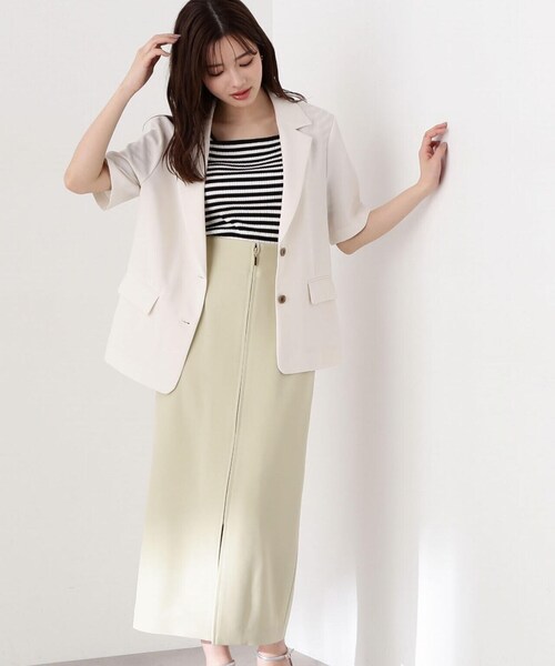 PROPORTION BODY DRESSING(プロポーションボディドレッシング)の「フロントファスナーロングタイトスカート / 1214120414(スカート・レディース・ホワイト系その他/ライトグリーン/ブラック・SMALL/MEDIUM)」の5枚目の写真