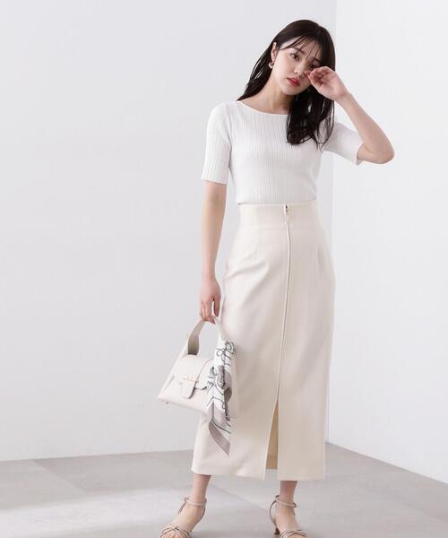 PROPORTION BODY DRESSING(プロポーションボディドレッシング)の「フロントファスナーロングタイトスカート / 1214120414(スカート・レディース・ホワイト系その他/ライトグリーン/ブラック・SMALL/MEDIUM)」の2枚目の写真