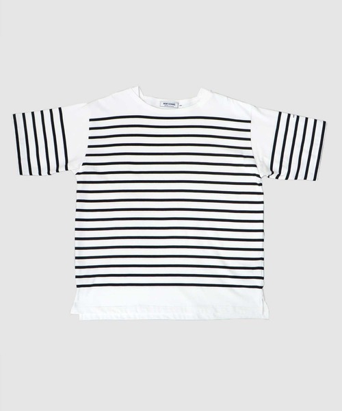 MONT KEMMEL(モンケメル)の「ルーズシルエット ボートネック ボーダー バスクシャツ 半袖(Tシャツ/カットソー・メンズ・ブラック/ホワイト/ホワイト系その他・M/XL/L)」の4枚目の写真