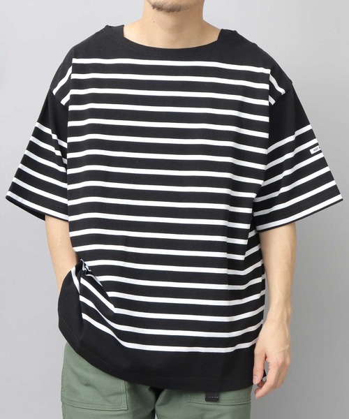 MONT KEMMEL(モンケメル)の「ルーズシルエット ボートネック ボーダー バスクシャツ 半袖(Tシャツ/カットソー・メンズ・ブラック/ホワイト/ホワイト系その他・M/XL/L)」の12枚目の写真