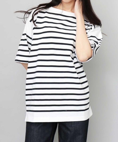 MONT KEMMEL(モンケメル)の「ルーズシルエット ボートネック ボーダー バスクシャツ 半袖(Tシャツ/カットソー・メンズ・ブラック/ホワイト/ホワイト系その他・M/XL/L)」の8枚目の写真